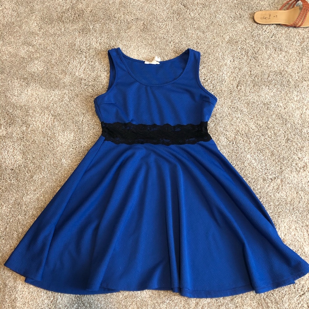 Blue dress with lace detailing